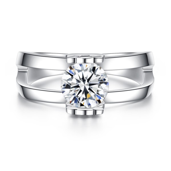 Crystal Engagement Ring Rhodium Plated