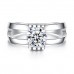 Crystal Engagement Ring Rhodium Plated