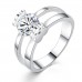 Crystal Engagement Ring Rhodium Plated