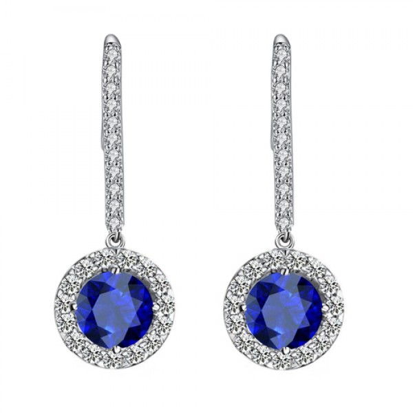 Long Stem Blue Crystal Earrings