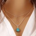 Silver Tone and Turquoise Summer Necklace