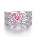 Double Band Princess Pink Crystal Ring