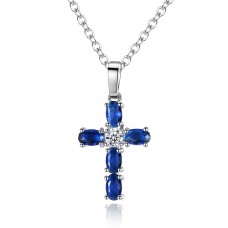 Blue Sapphire Cross Pendant