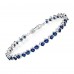 18K White Gold Plated Link Bracelet with Royal Blue Simulated Sapphire
