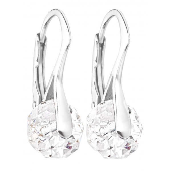 Rhodium Plated Briolette Round Earrings with Genuine 8mm Crystals from Swarovski®