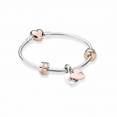 In My Heart Silver & Rose Gold Charm Bracelet 18.5CM