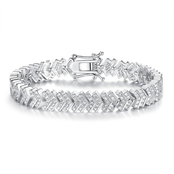 18K White Gold Plated Chevron Bracelet 18.0CM