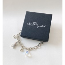 Silver Teddy Bear Link Bracelet with Swarovski®️ Crystal
