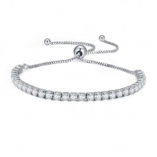 CZ Tennis Bracelet Adjustable 16-23CM Silver Plated Rhodium