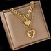 Gold Angel wing and Heart double necklace