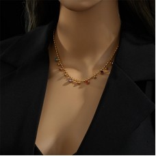 Gold multi colour crystal necklace