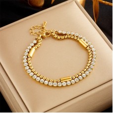Gold double row crystal bracelet