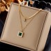 Gold Emerald set with crystal and emerald choker and necklace with bracelet