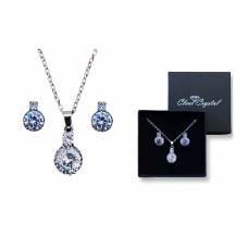 Double Solitaire Pendant and Earring Set