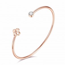 Diamond and swarovski® flower bangle cttw 0.015