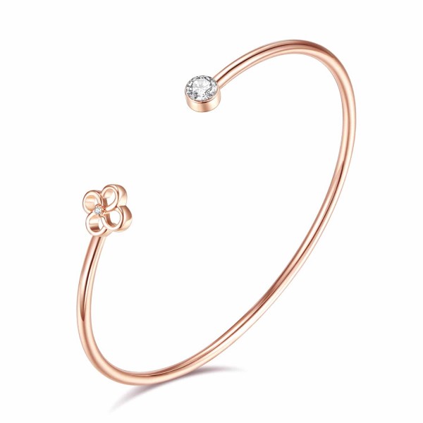 Diamond and swarovski® flower bangle cttw 0.015