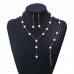 Three Piece Pearl Drop Necklace, Bracelet & Earring Set in Gold or Silver