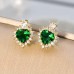 Crystal Green Heart Drop Earring and Necklace Set for Women