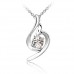 Clear Swirl Pendant & Earrings Set with Rhodium Plated Plating & Single Row Tennis Bracelet