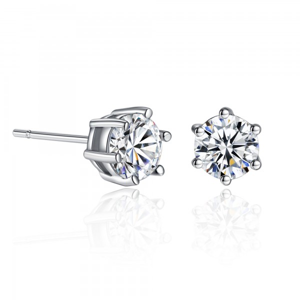 Solitaire Earrings with Rhodium Plating Made with crystal from SWAROVSKI®