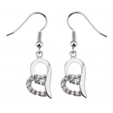 Heart Shaped Crystal & Rhodium Plated Plated Earrings with crystals from Swarovski®