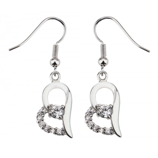 Heart Shaped Crystal & Rhodium Plated Plated Earrings with crystals from Swarovski®