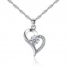 HEART SHAPED CRYSTAL & RHODIUM PLATED PENDANT WITH CRYSTALS with fine Austrian Crystals