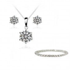 Solitaire Pendant, Stud Earings with crystals from Swarovski® and Single Row Tennis Bracelet