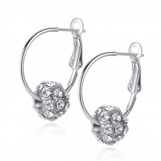 Clear Czech Crystal Ball Hoop Earrings