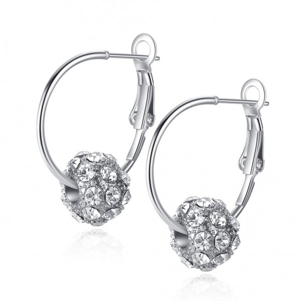 Clear Czech Crystal Ball Hoop Earrings