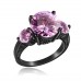 2.5 CARAT Brilliant Cut Pink Lab-Created Sapphire 10K Black Gold Filled Ring