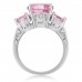 2.5 CARAT Brilliant Cut Pink Lab-Created Sapphire Rhodium Plated Ring