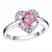 2.0 CARAT Brilliant Cut Pink Lab-Created Sapphire Rhodium Plated Ring