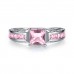 7.5 CARAT PINK LAB-CREATED SAPPHIRE RHODIUM PLATED RING & EARRING SET