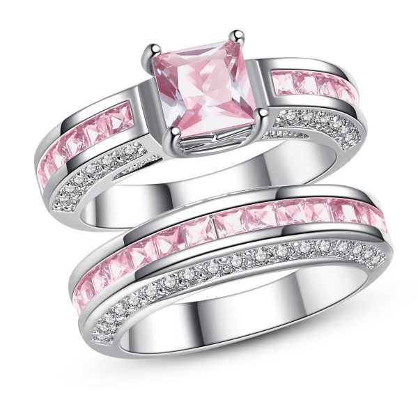 2.5 CARAT Pink Lab-Created Sapphire Princess Cut Rhodium Plated Ring