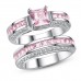 2.5 CARAT Pink Lab-Created Sapphire Princess Cut Rhodium Plated Ring