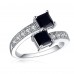 1.5 CARAT Brilliant Cut Black Lab-Created Sapphires Rhodium Plated Ring