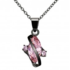 2.5 CARAT Marquis Cut Pink Created Sapphire Black Gold coloured Pendant