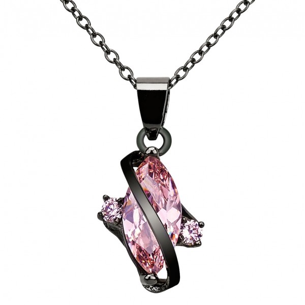 2.5 CARAT Marquis Cut Pink Created Sapphire Black Gold coloured Pendant