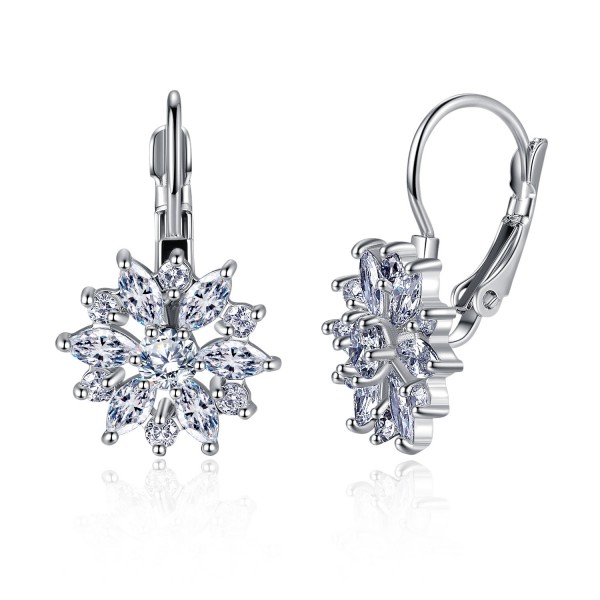 4.0ct Marquis Cut Clear Lab-Created Sapphire Rhodium Plated Earrings