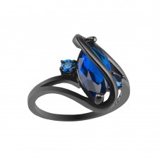 2.5 CARAT Marquis Cut Blue Lab-Created Sapphire 10K Black Gold Filled Ring