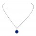 5.0 CARAT Brilliant Cut Blue Lab-Created Sapphire Rhodium Plated Ring & Pendant Set