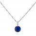 BRILLIANT CUT BLUE LAB-CREATED SAPPHIRE RHODIUM PLATED EARRINGS AND PENDANT SET