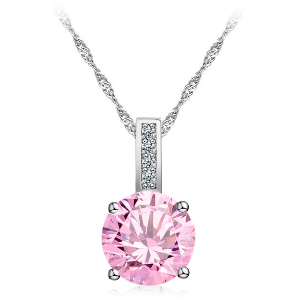 2.33 CARAT Brilliant Cut Pink Lab-Created Sapphire Rhodium Plated Pendant