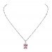 2.33 CARAT Emerald Cut Pink Lab-Created Sapphire Rhodium Plated Pendant