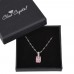 5.0 CARAT Emerald Cut Pink Lab-Created Sapphire Rhodium Plated Ring & Pendant Set