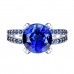 2.33 CARAT Brilliant Cut Blue Lab-Created Sapphire Rhodium Plated Ring