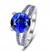 2.33 CARAT Brilliant Cut Blue Lab-Created Sapphire Rhodium Plated Ring