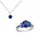 5.0 CARAT Brilliant Cut Blue Lab-Created Sapphire Rhodium Plated Ring & Pendant Set