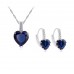 7.5 CARAT Heart Cut Blue Lab-Created Sapphire Rhodium Plated Earring & Pendant Set